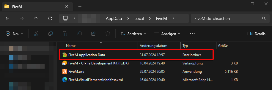 FiveM Application Data öffnen